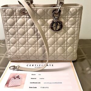 Authentic Christian Dior 2way  tote handbag canvas Leather.